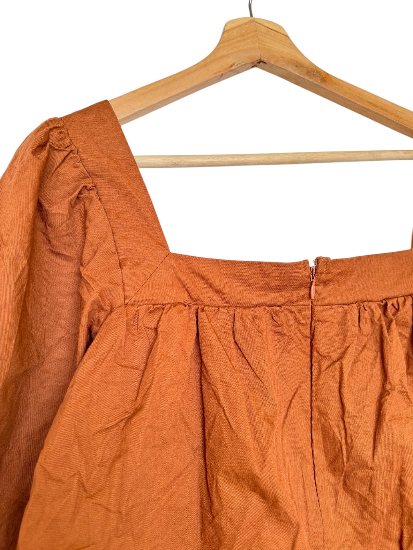 Madison The Label Terracotta Square-Neck Shift Dress