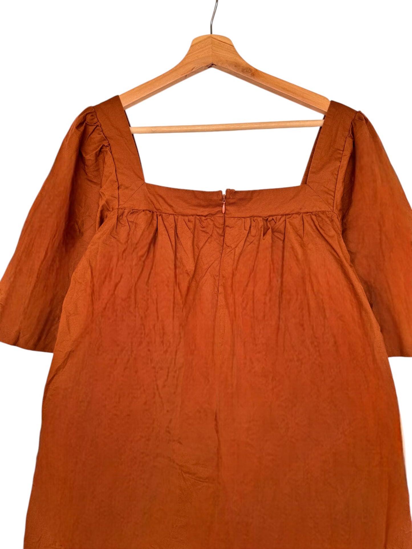 Madison The Label Terracotta Square-Neck Shift Dress
