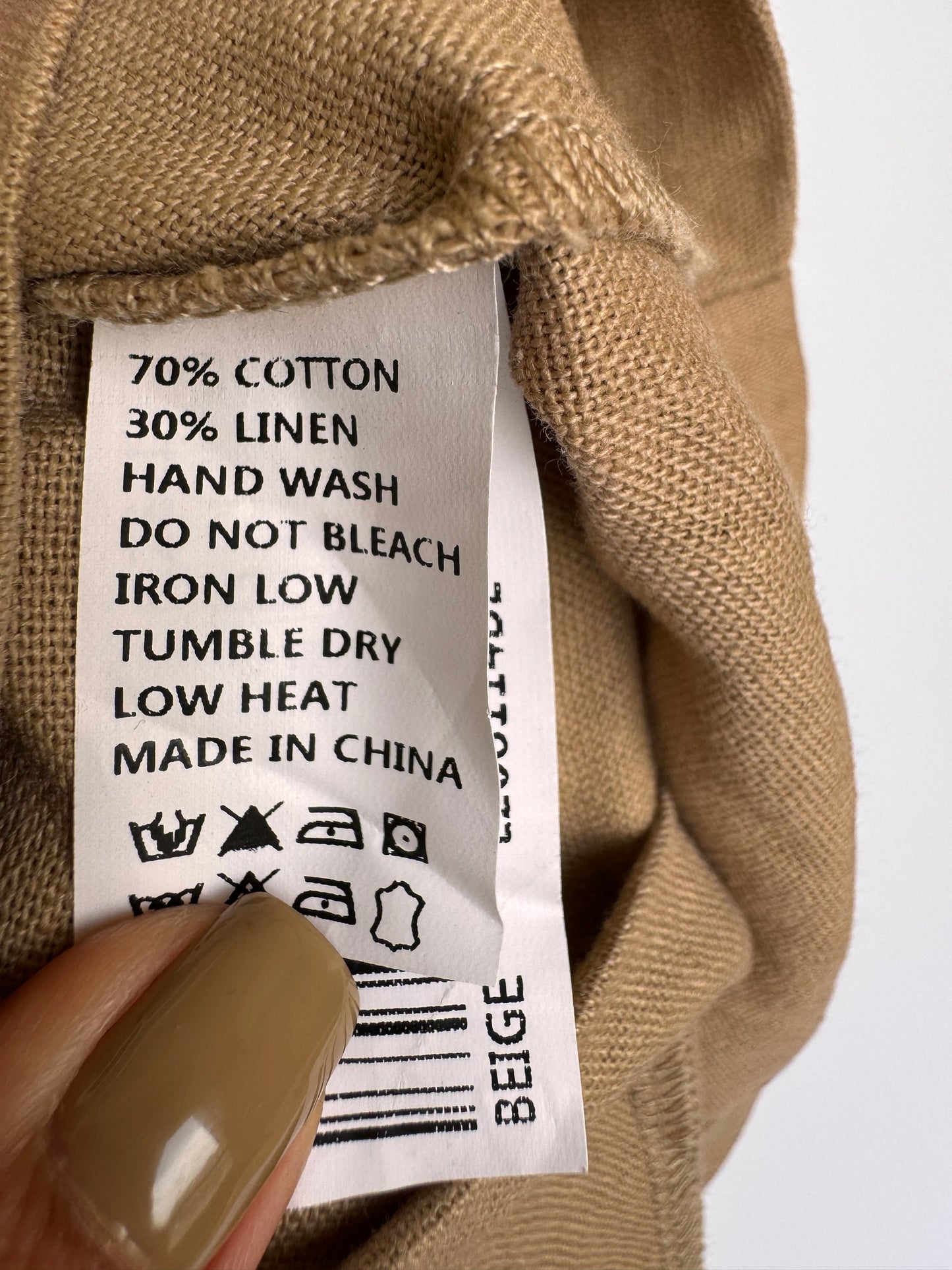 Timeless Camel Brown Cotton-Linen Midi Pencil Skirt