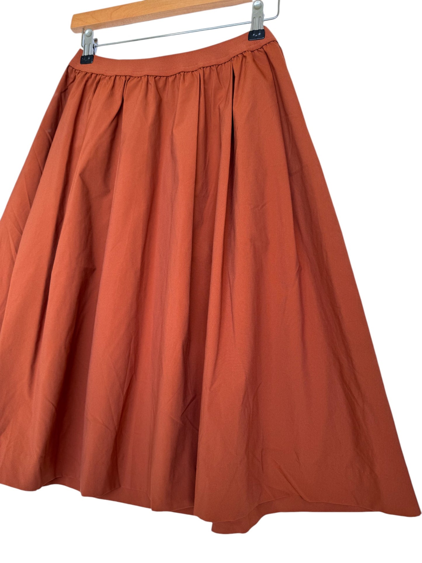 Uniqlo Terracotta Pleated Balloon Midi Skirt