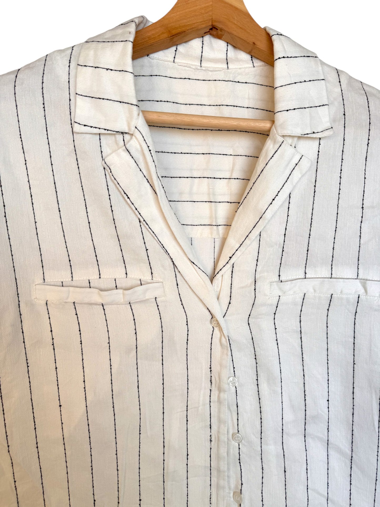 White Linen-Blend Striped Top – Effortlessly Chic