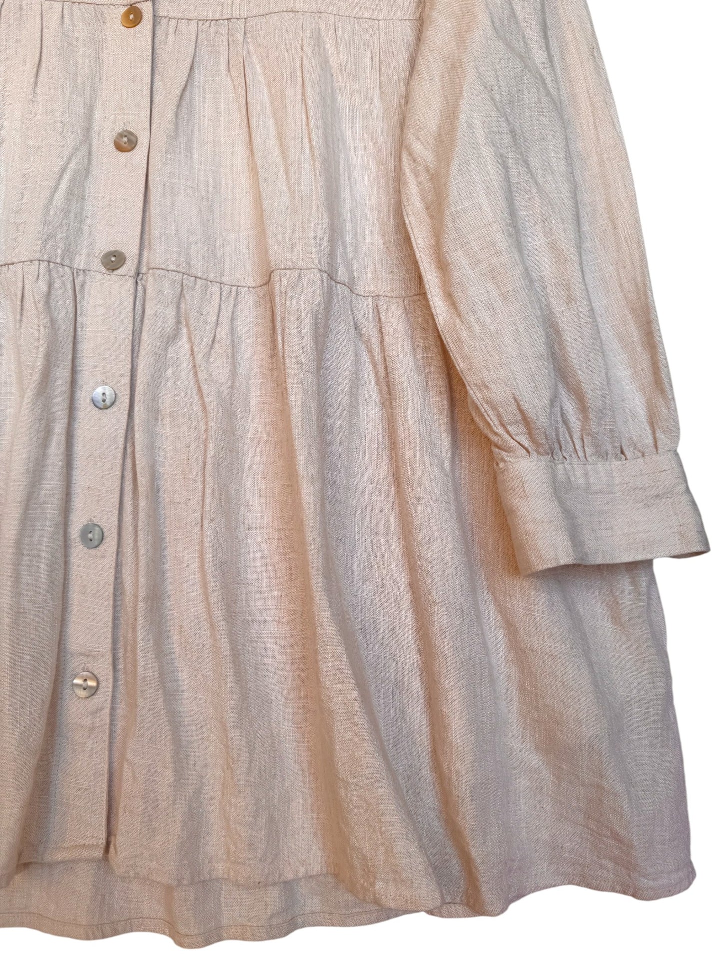 Oat Beige Viscose-Linen Layered Doll Dress