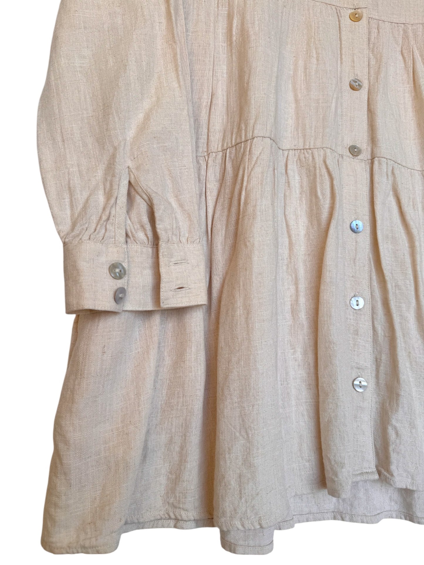 Oat Beige Viscose-Linen Layered Doll Dress