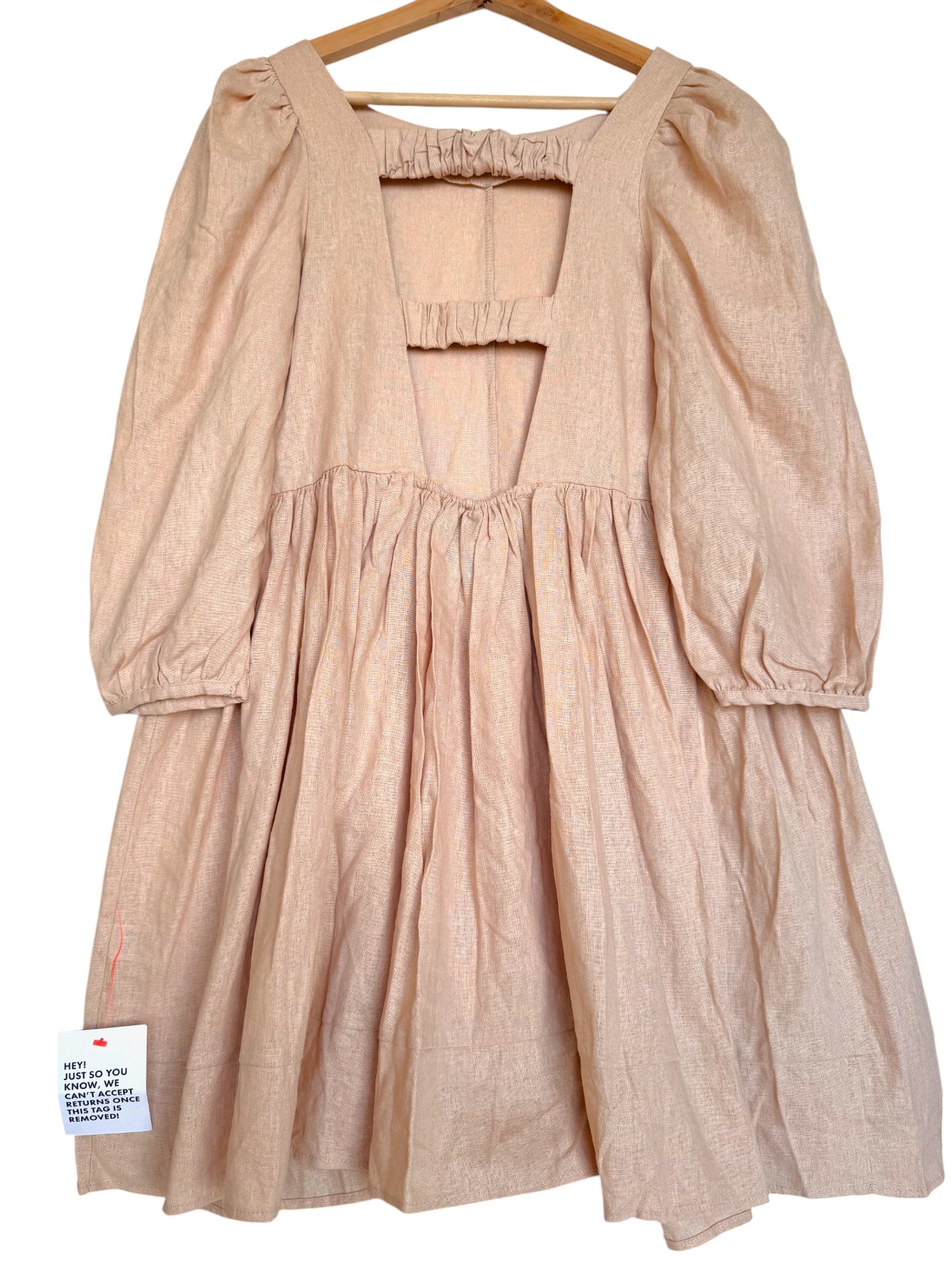 Beige Peach BabyDoll Boho Smock Dress – Effortless & Chic