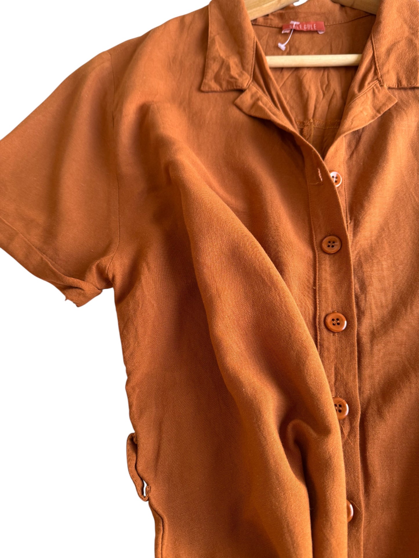 Terracotta Button-Down Collared Jumpsuit