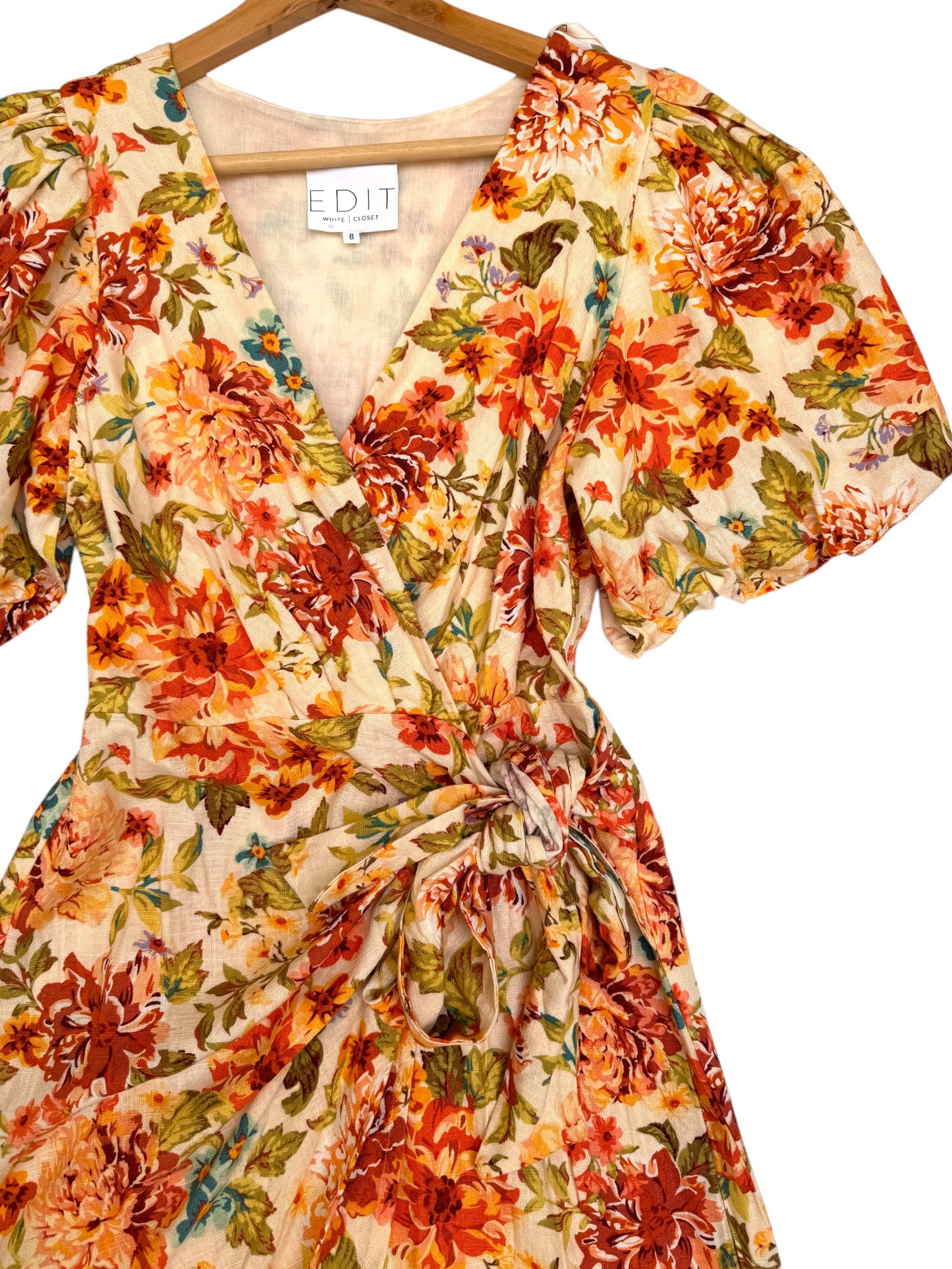 EDIT White Closet Yellow Floral Mini Wrap Dress – Chic & Feminine