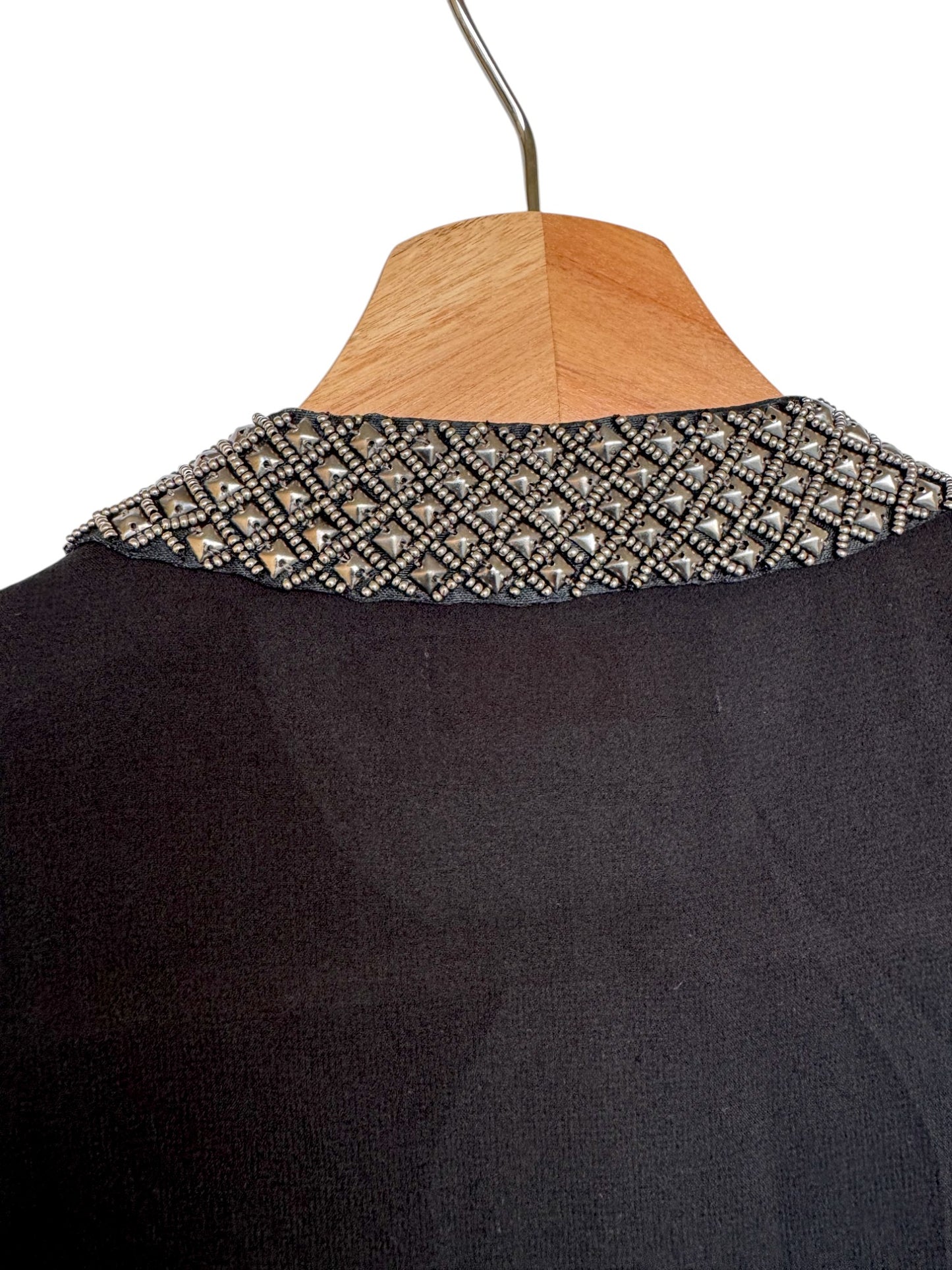 T0ry Burch Black 100% Silk Blouse – Elegant Beaded V-Neck