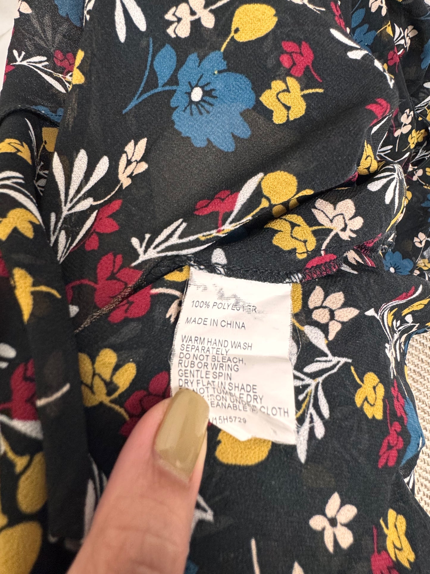 Hi There, Karen Walker Black Floral Long-Sleeve Dress – Handkerchief Hem