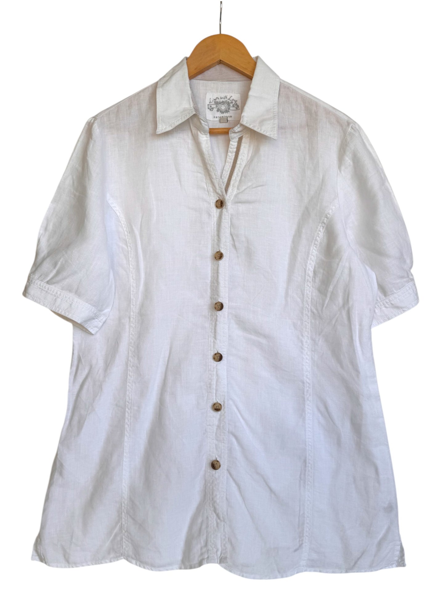 Katestorm White 100% Linen Button-Down Shirt – Oversized & Breezy Summer Staple