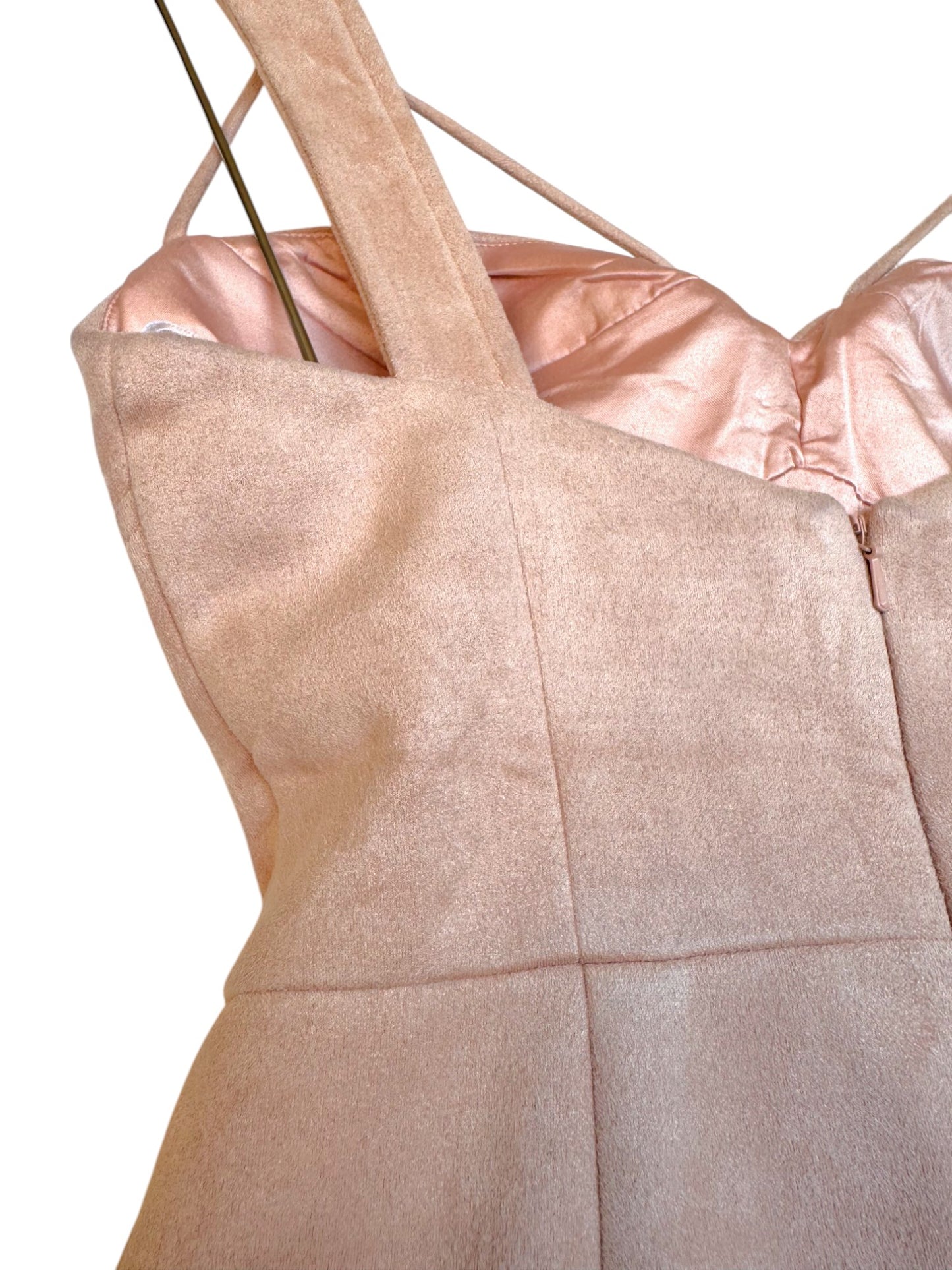 Sheike Nude Velvet Bustier Sheath Midi Dress