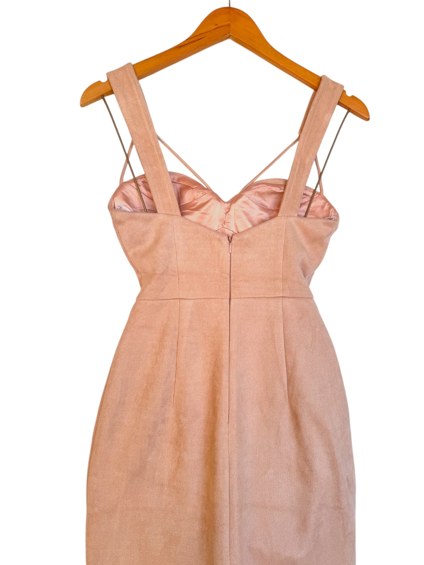 Sheike Nude Velvet Bustier Sheath Midi Dress