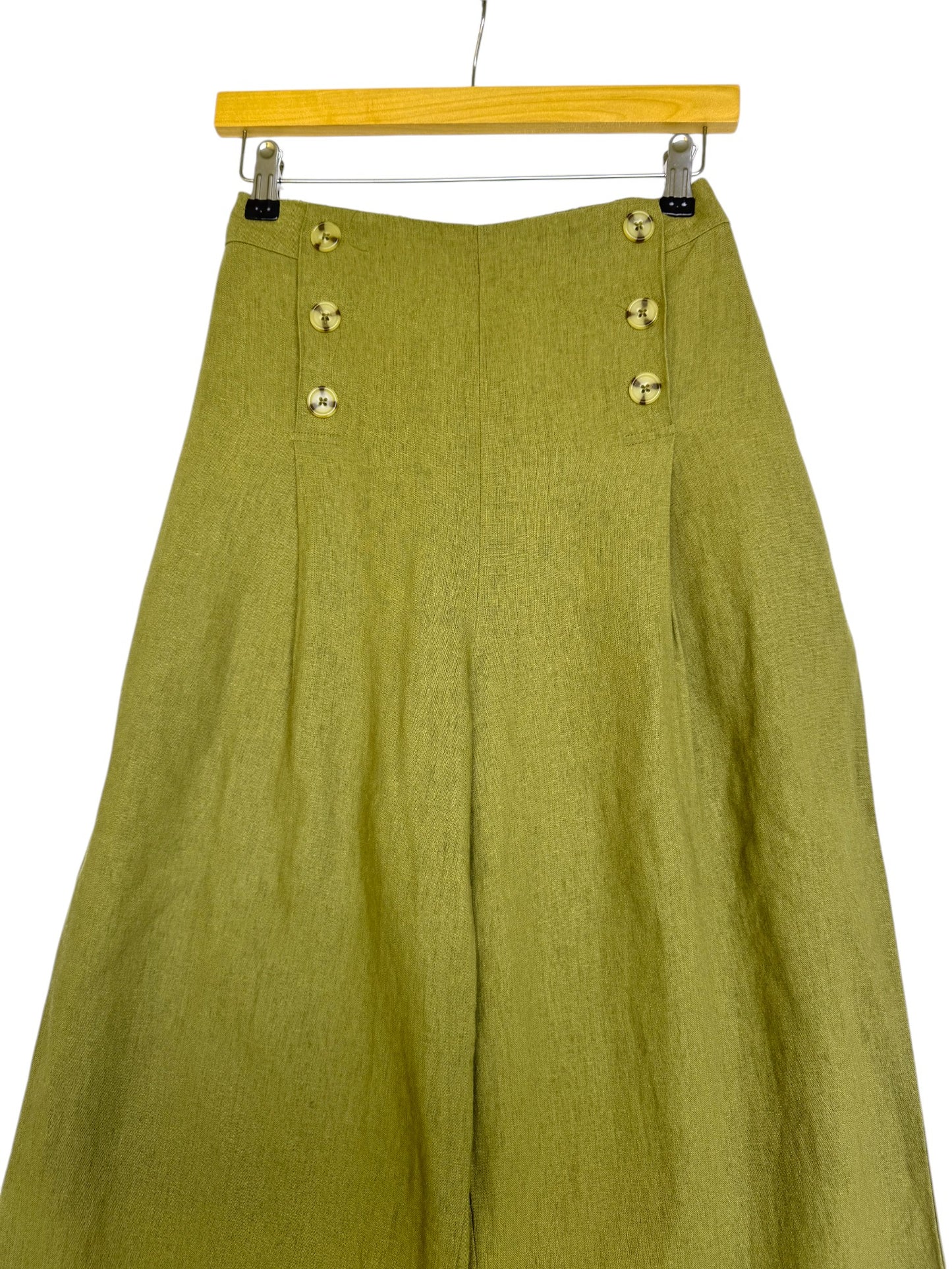 Anko Linen Blend Moss Green Wide-Leg Cropped Pants – Breezy, Stylish & Effortlessly Versatile