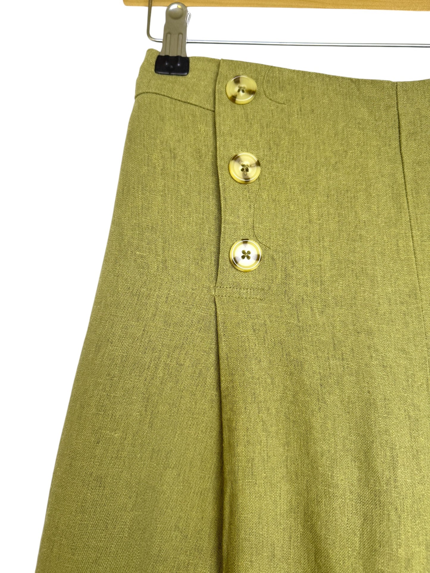 Anko Linen Blend Moss Green Wide-Leg Cropped Pants – Breezy, Stylish & Effortlessly Versatile