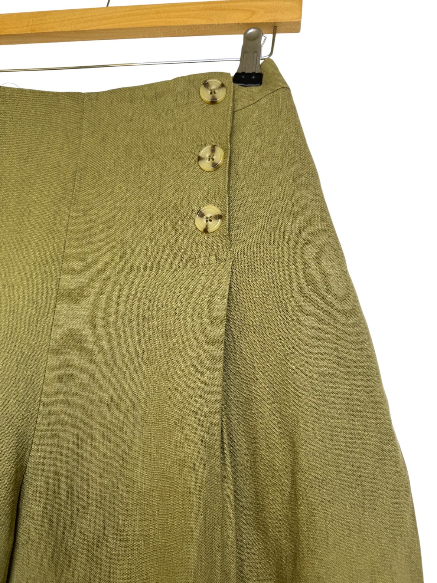 Anko Linen Blend Moss Green Wide-Leg Cropped Pants – Breezy, Stylish & Effortlessly Versatile