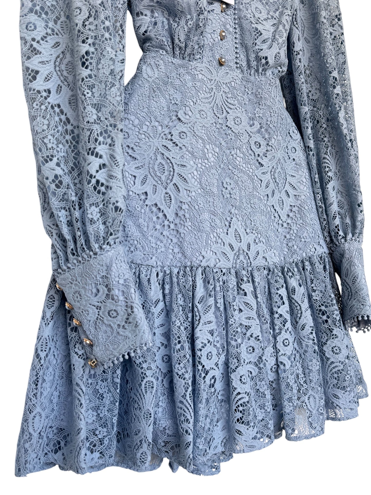 Eden Lace Mini Dress – Dusty Blue | Forever New