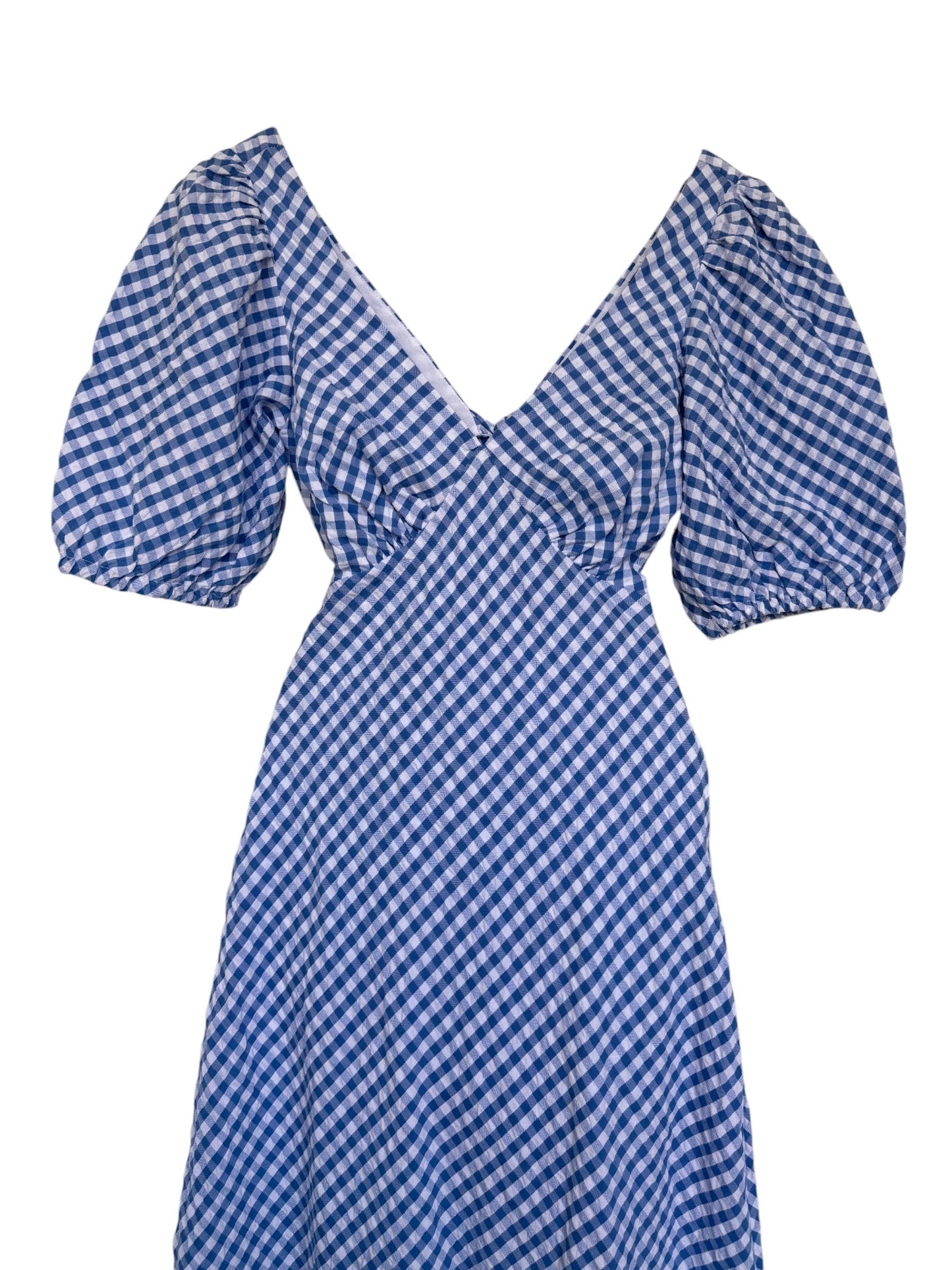 Blue & White Gingham Midi Tea Dress