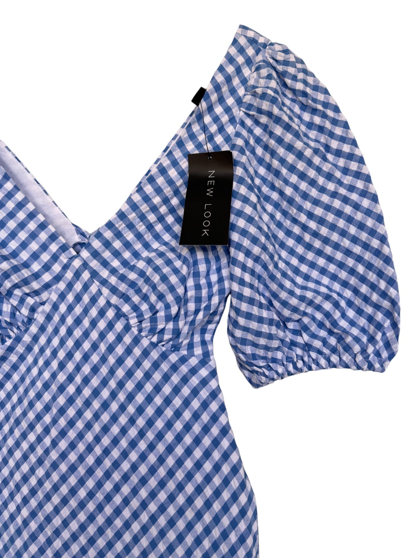 Blue & White Gingham Midi Tea Dress