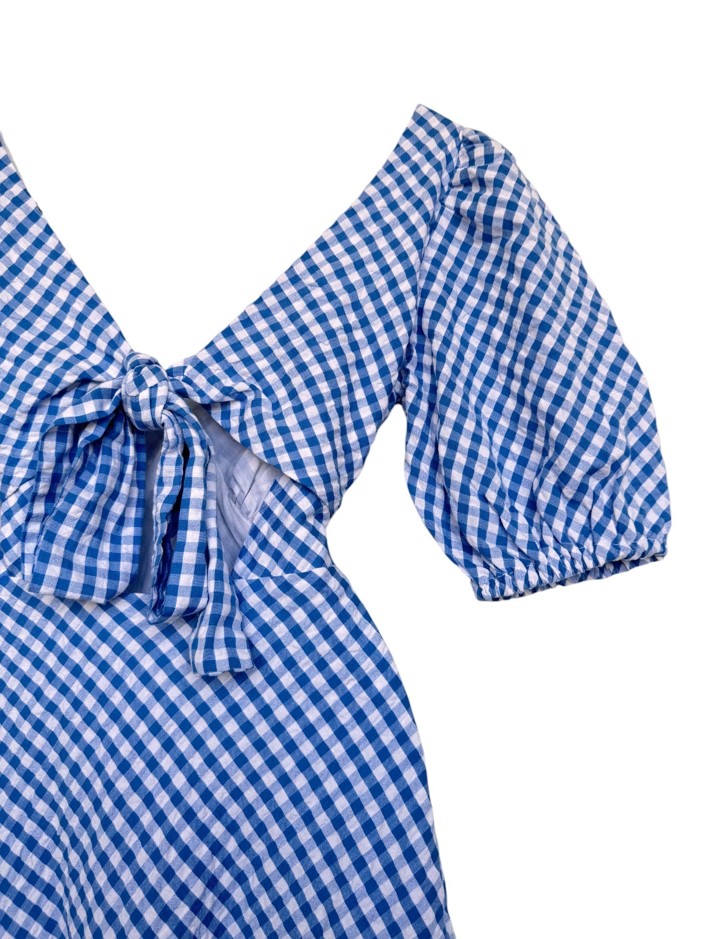 Blue & White Gingham Midi Tea Dress