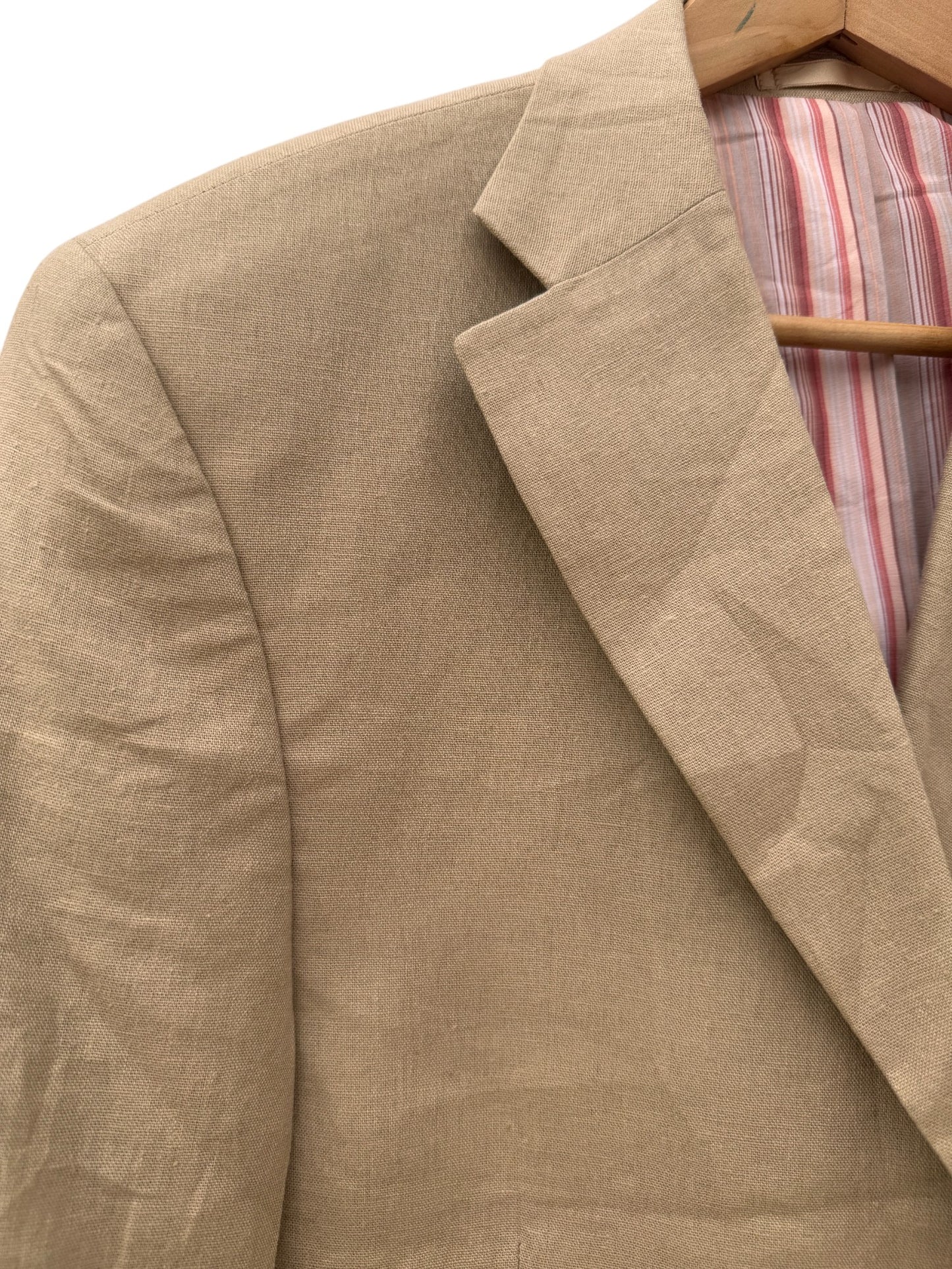 VUNIC Men’s Camel Linen Tailored Jacket – Lightweight Classic for Smart Styling