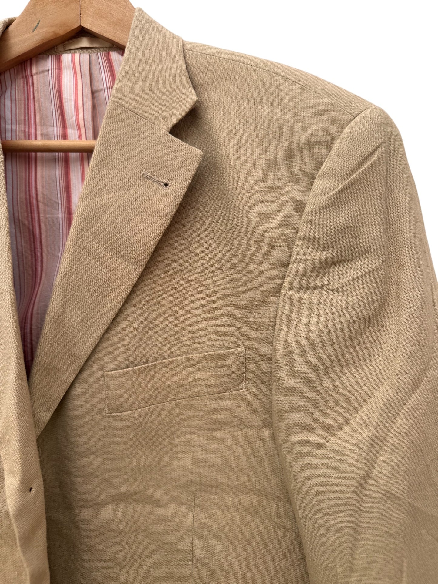 VUNIC Men’s Camel Linen Tailored Jacket – Lightweight Classic for Smart Styling