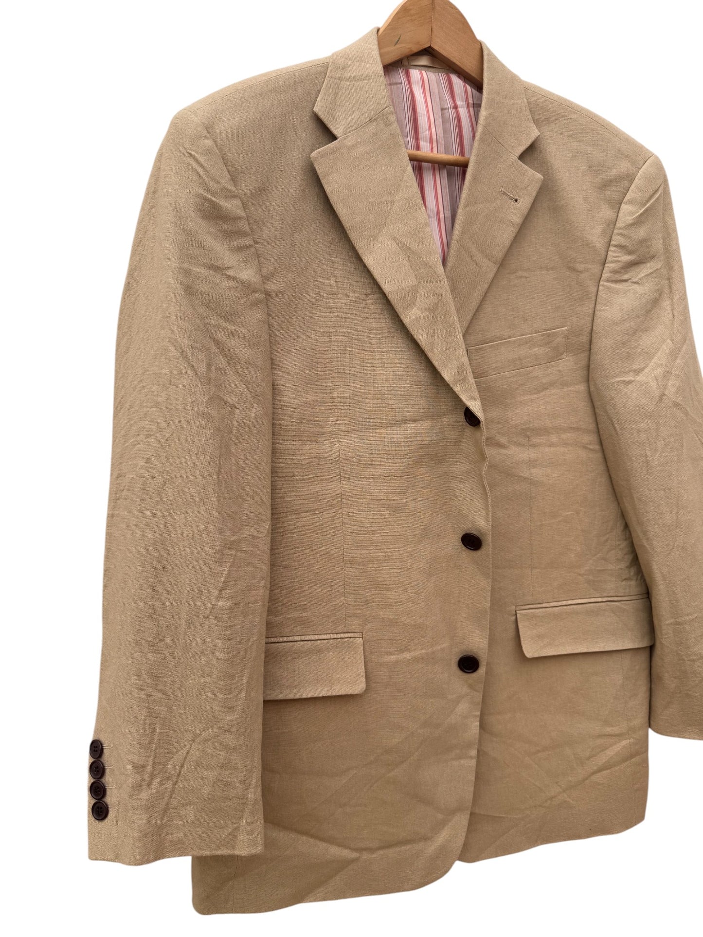 VUNIC Men’s Camel Linen Tailored Jacket – Lightweight Classic for Smart Styling