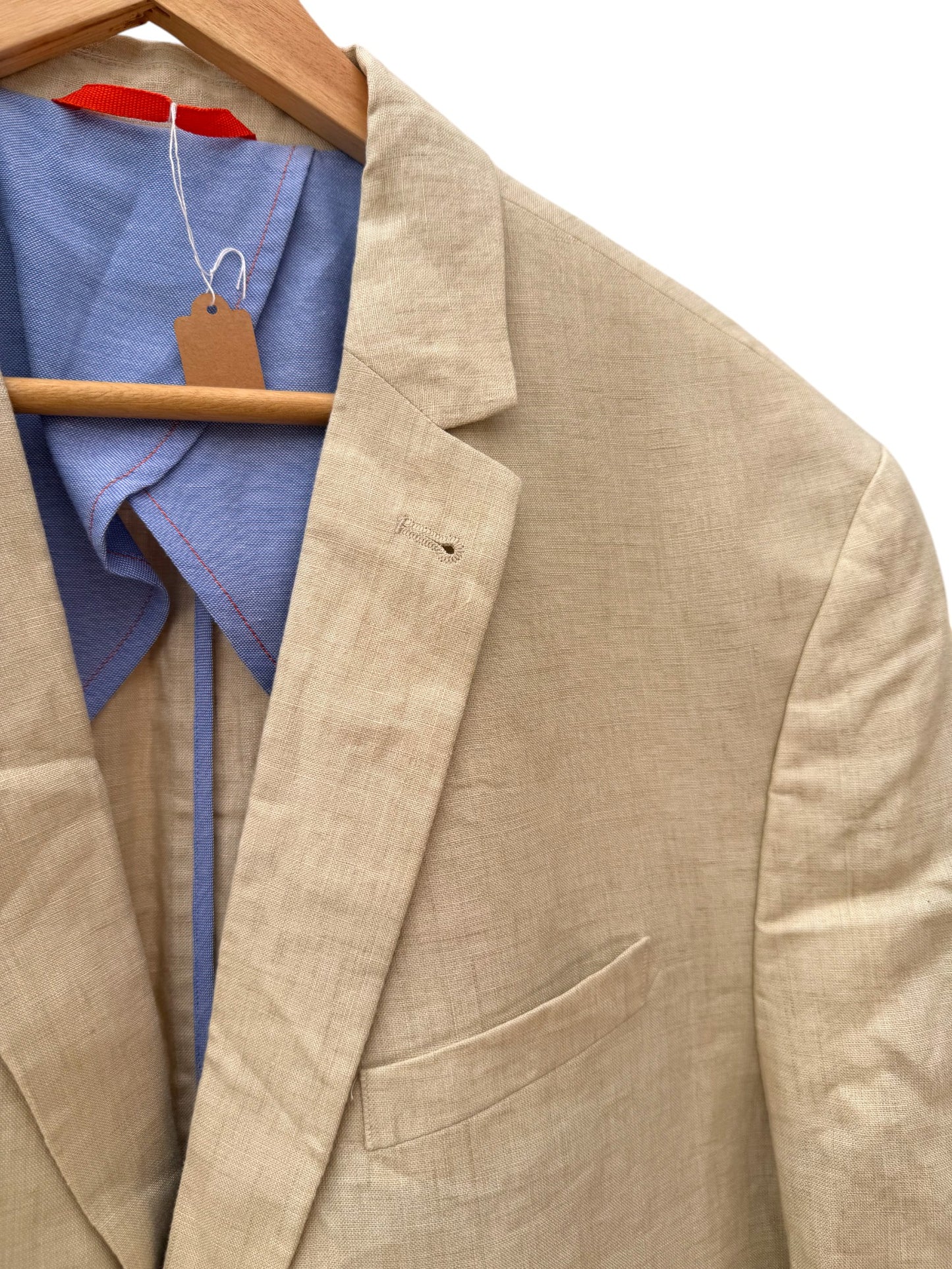 MONTEGO Men’s Beige Linen Tailored Office Jacket – Smart Lightweight Blazer