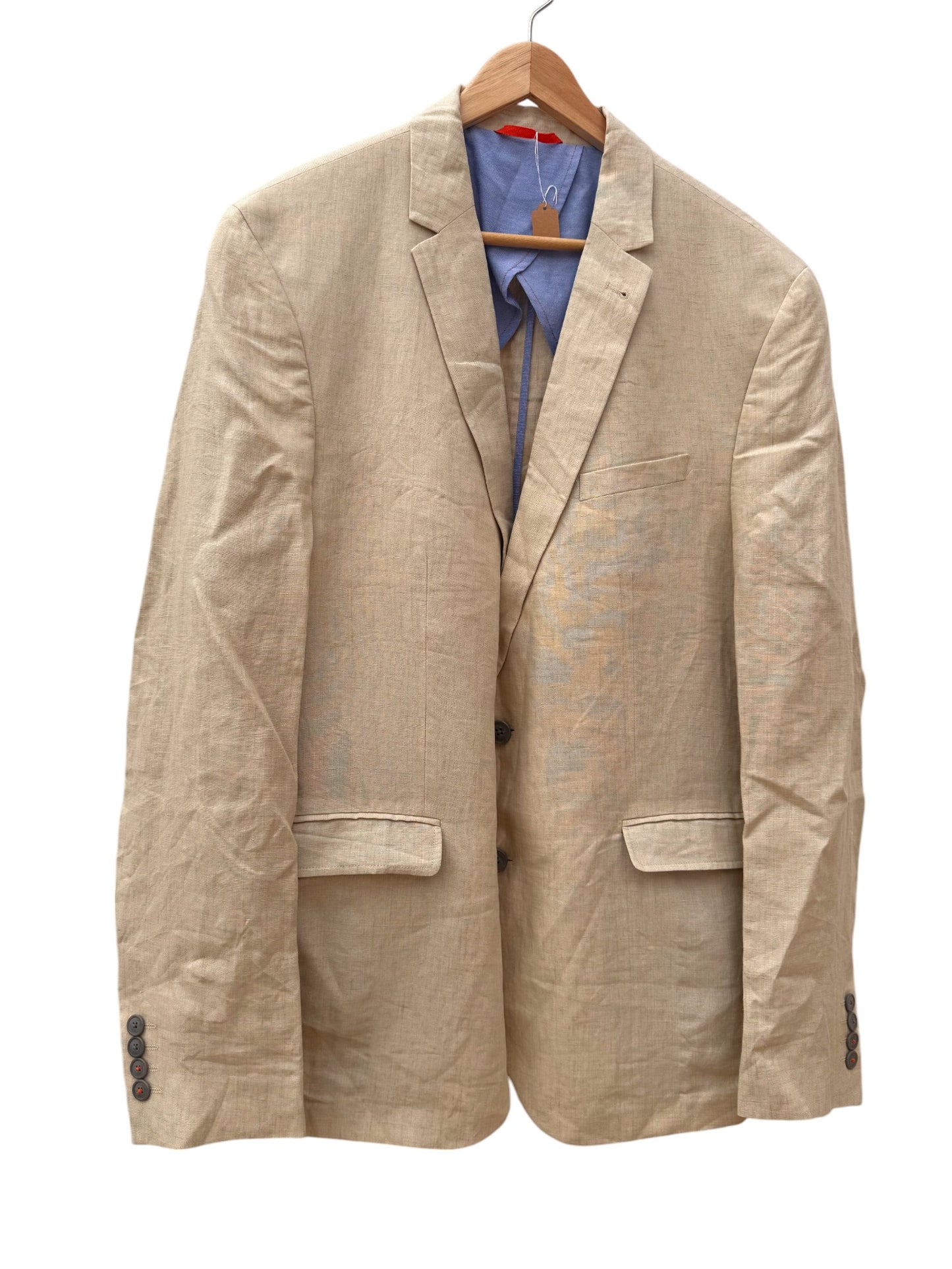 MONTEGO Men’s Beige Linen Tailored Office Jacket – Smart Lightweight Blazer