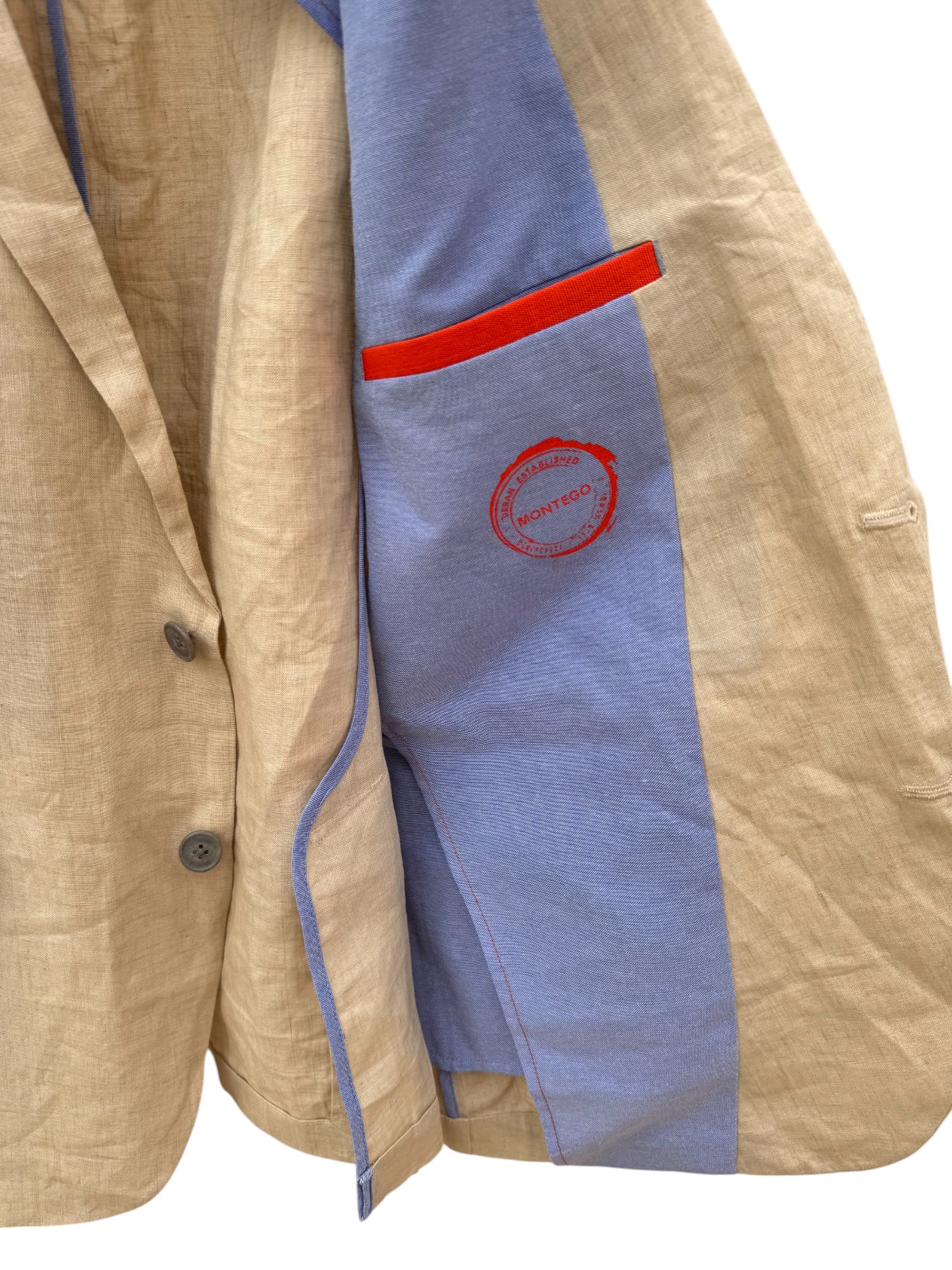 MONTEGO Men’s Beige Linen Tailored Office Jacket – Smart Lightweight Blazer