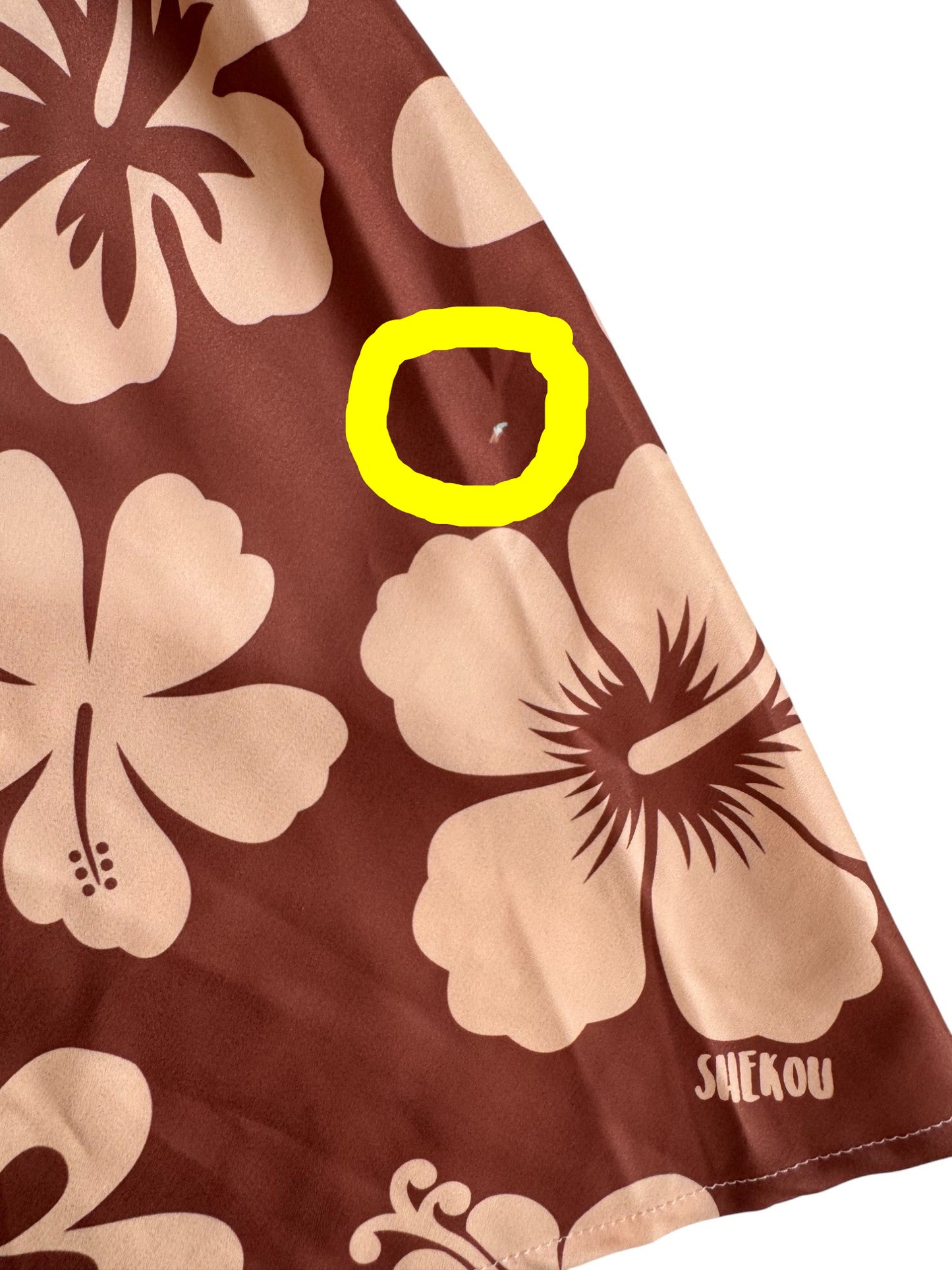 Shekou Brown Hawaiian Floral Satin Mini Dress