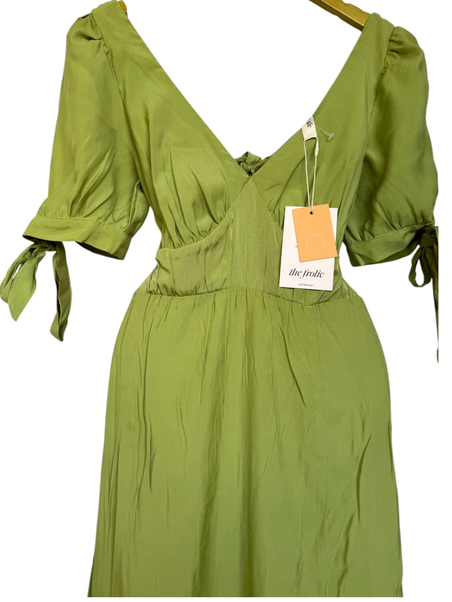 The Frolic Light Green Midi Dress – Elegant & Feminine