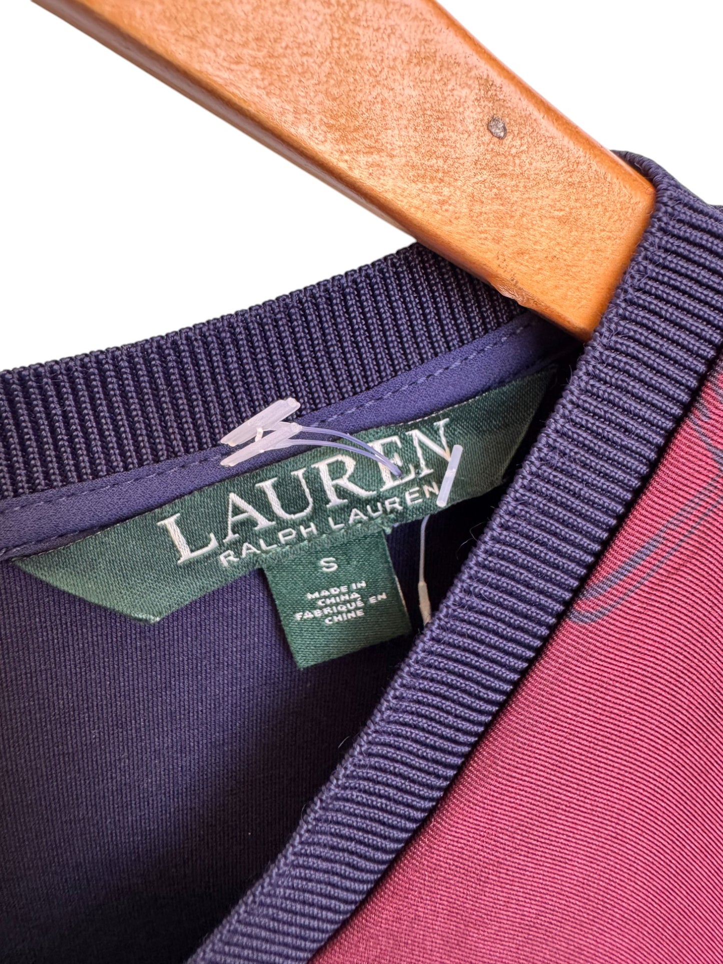 Lauren Ralph Lauren Equestrian Print Shift Dress – Maroon & Navy Blue