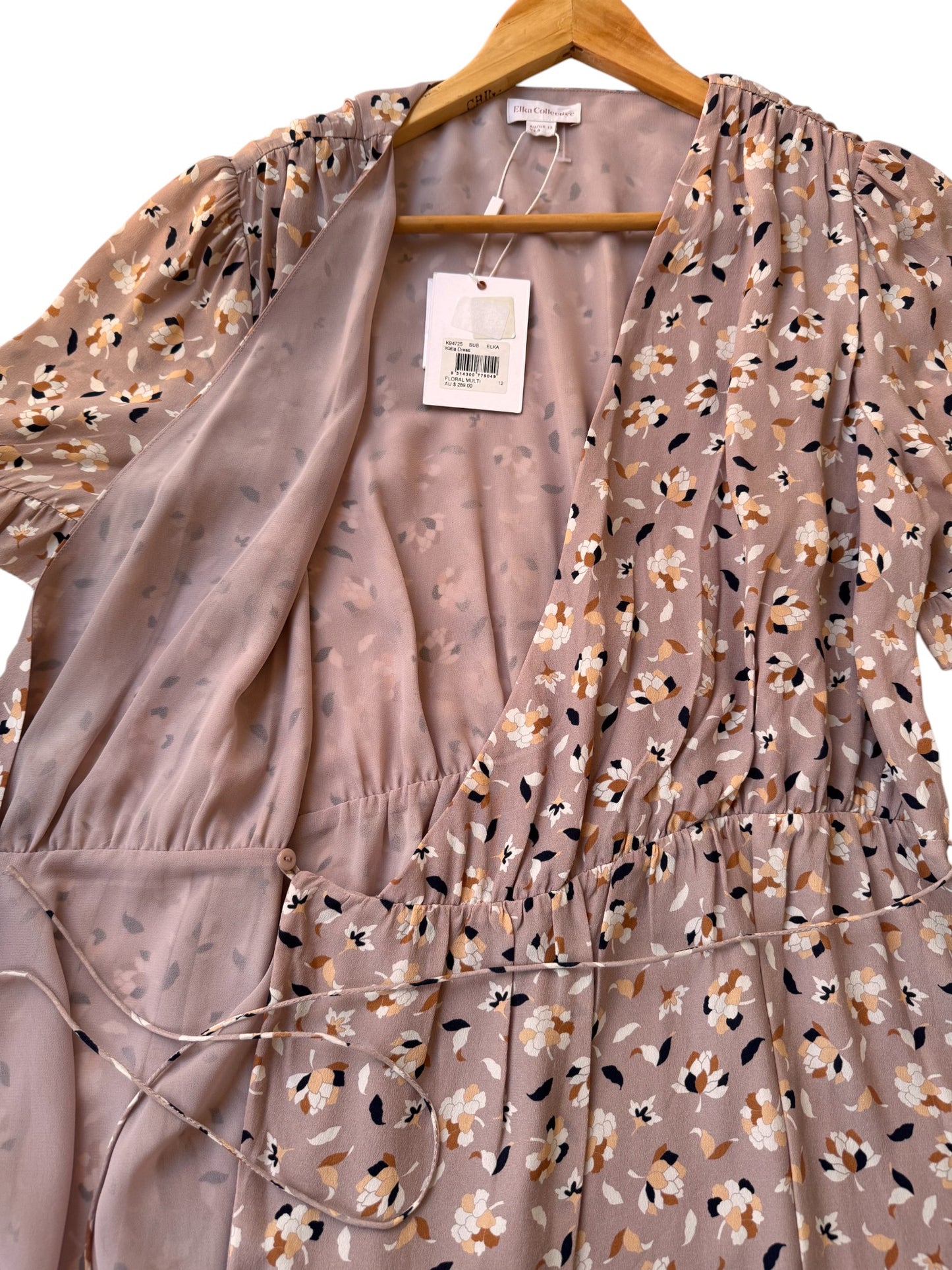 EL'KA COLLECTIVE Silk-Blend Micro Floral Wrap Dress – Elegant Draping for Any Occasion