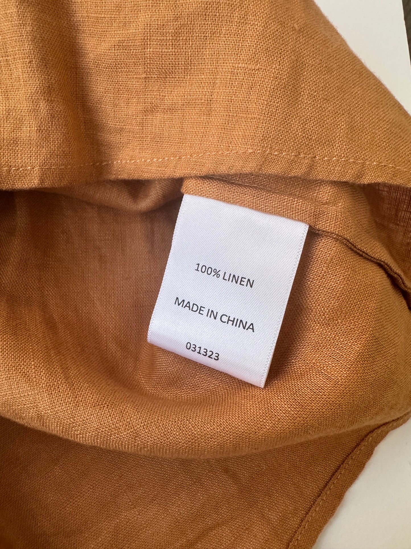 SUSSAN Camel Brown Linen Babydoll Top – Minimalist Style with a Breezy Silhouette