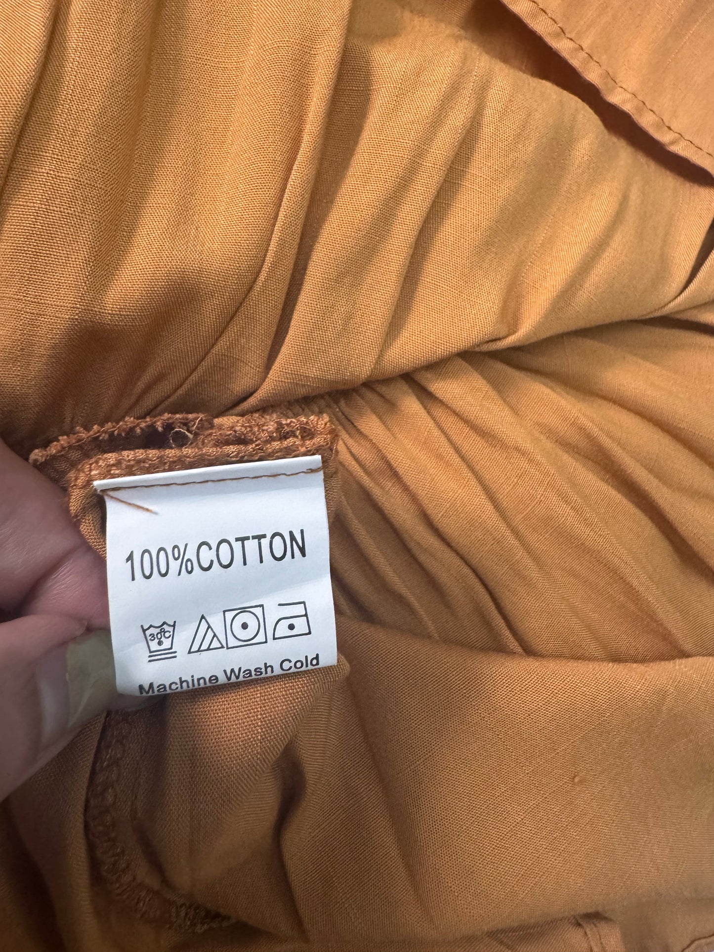 Terracotta Boho Tiered Baby Doll Dress – Loose Fit with Long Bishop Sleeves & Pockets