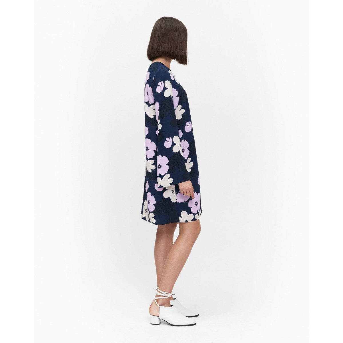 Marimekko Pilke Kevätalkoot Dress – Dark Navy Blue Floral