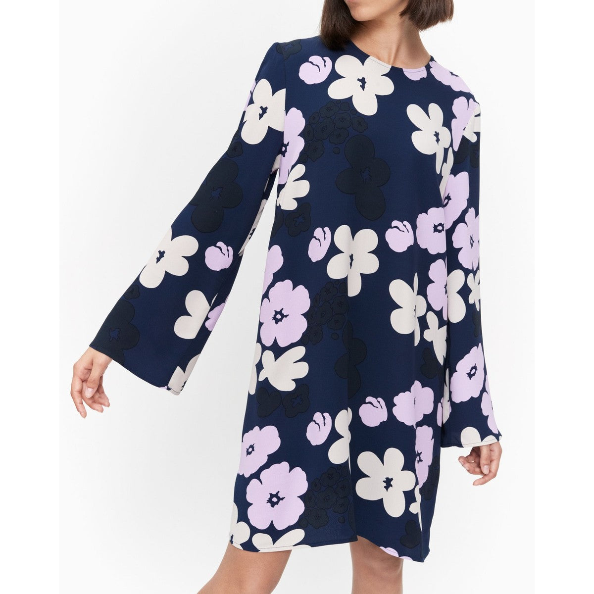 Marimekko Pilke Kevätalkoot Dress – Dark Navy Blue Floral