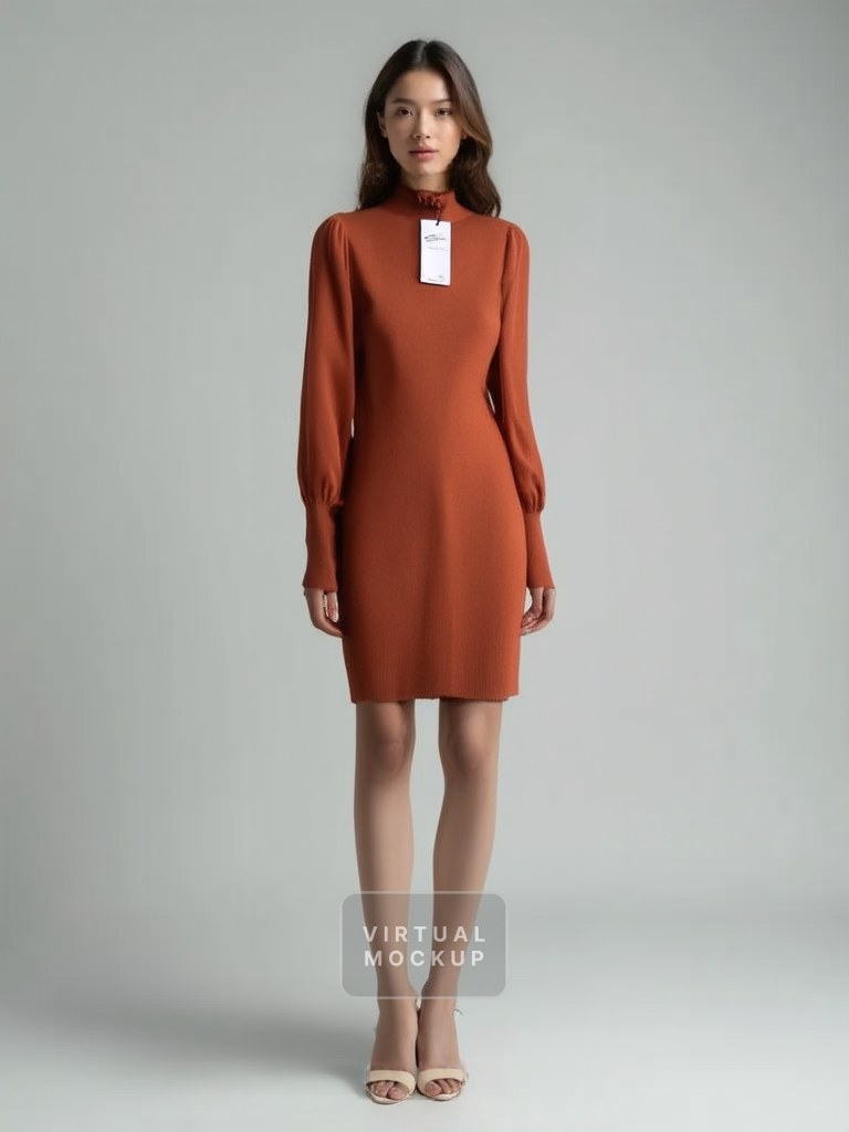 Terracotta Knitted Bodycon Dress