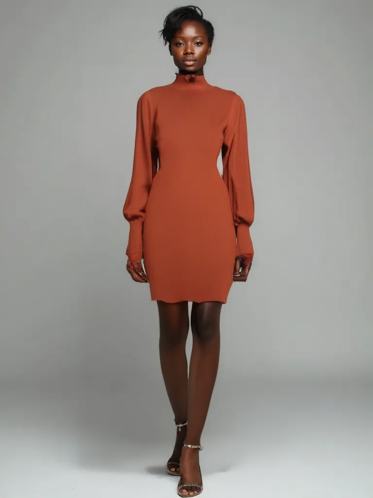 Terracotta Knitted Bodycon Dress