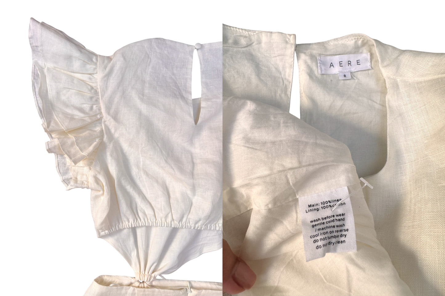 AERE White Linen Cut-Out Waist Summer Dress