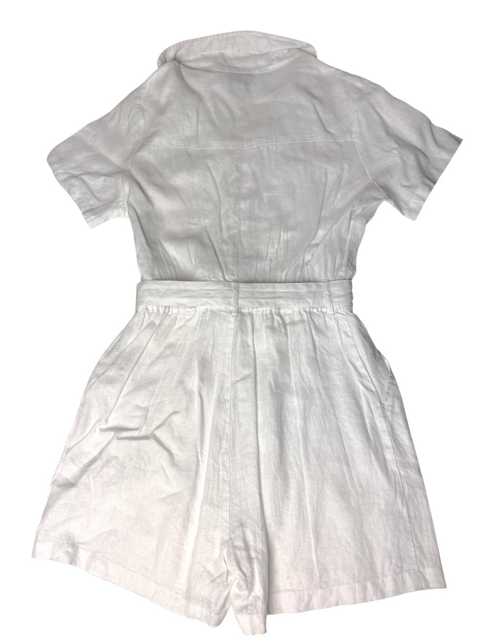 100% White Linen Short Sleeve Jumpsuit/Romper