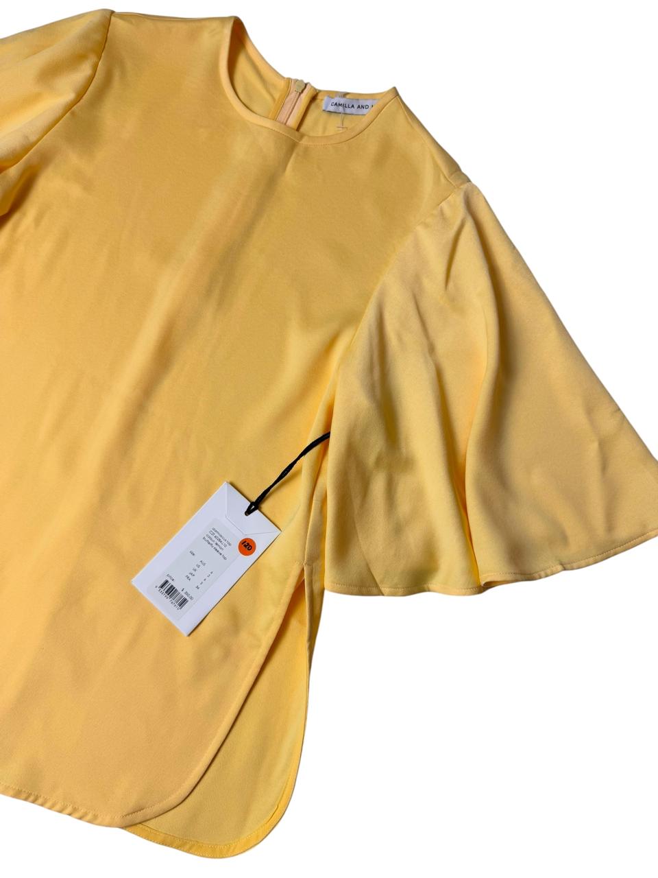 Camilla & Marc Original Yellow Satin Blouse with Bell Sleeves – Luxury Designer Find