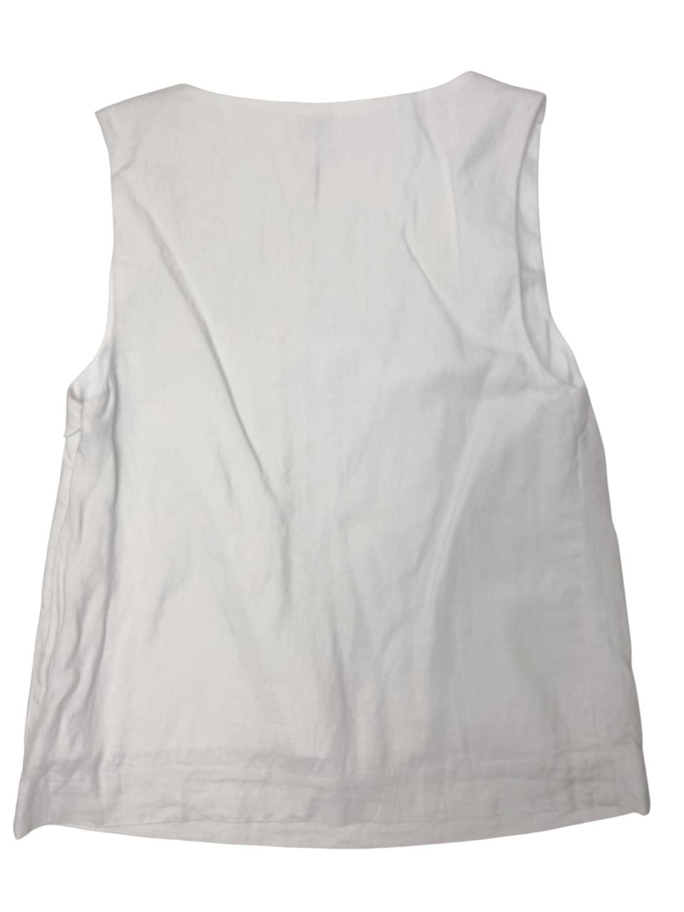 Linen Blend Sleeveless Square-Neck Top