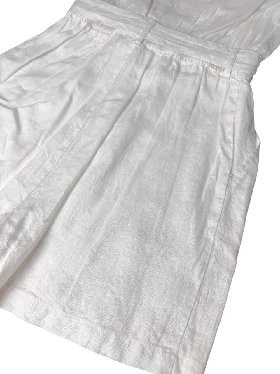 100% White Linen Short Sleeve Jumpsuit/Romper
