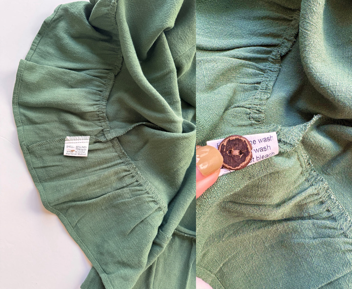 Anrabess Dark Green Sleeveless Linen Blend Top