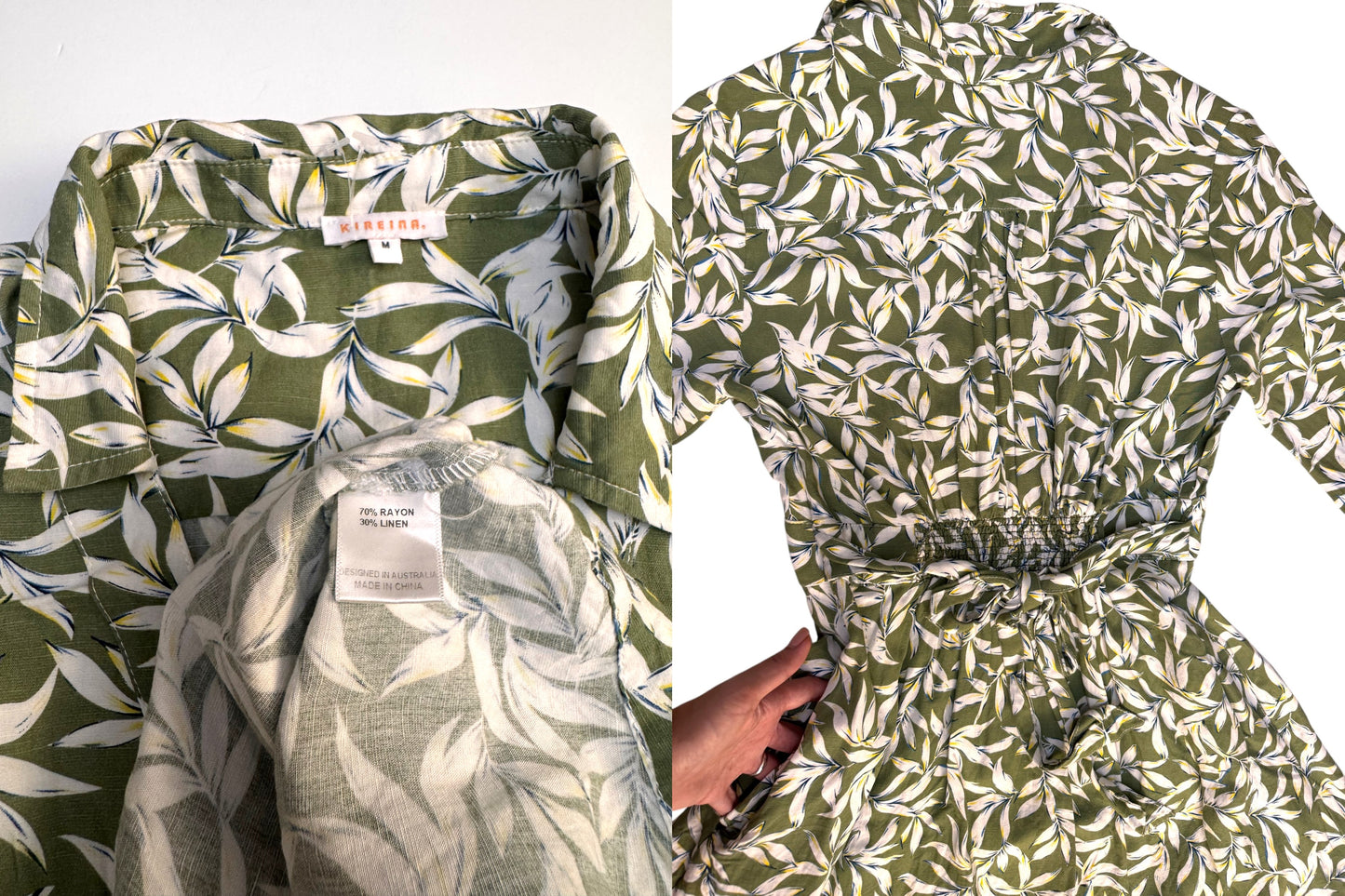 Kereina Summer Green Floral A-Line Dress – Faux Kimono Style