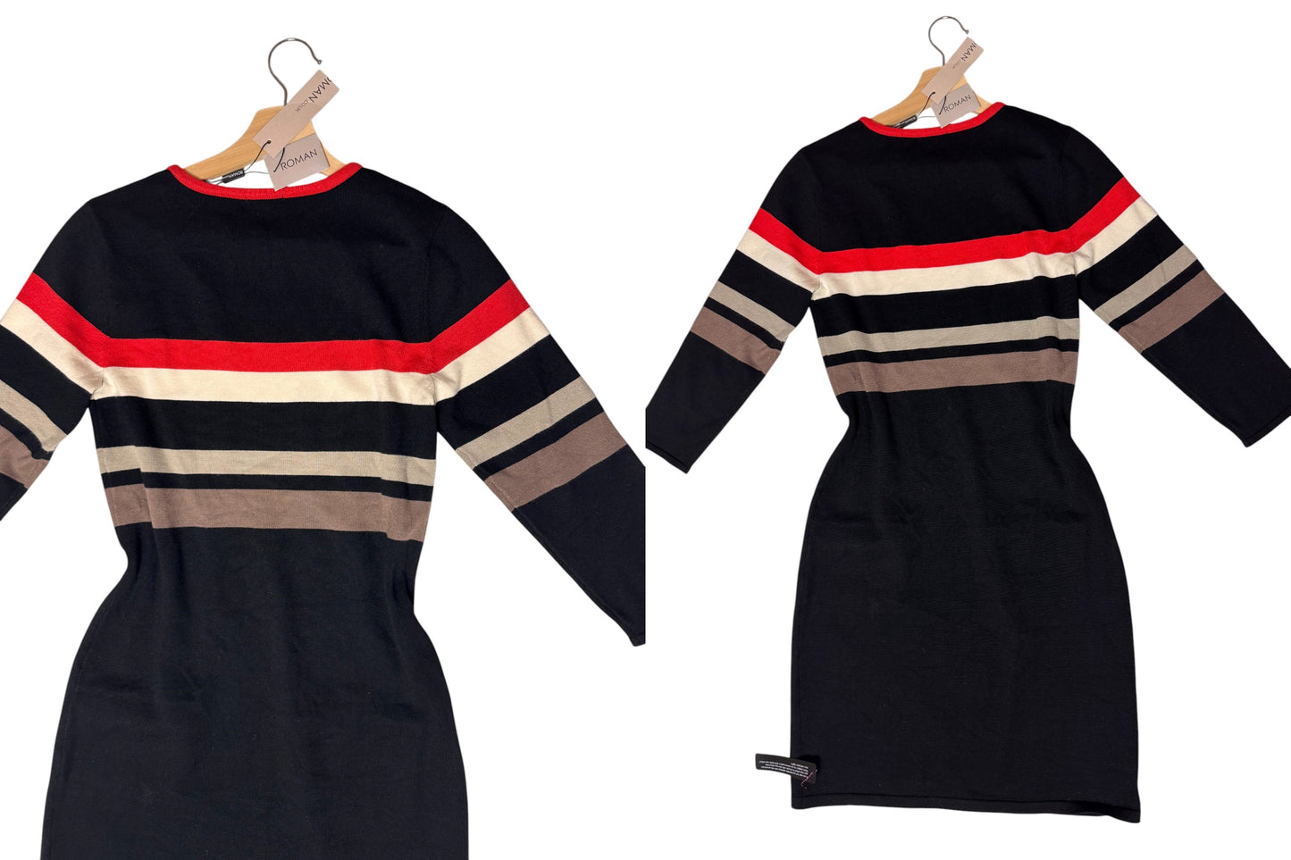 Roman Black Longline Contrast Stripe Jumper Dress – UK10