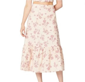 Princess Highway Floral Cotton-Linen Midi Skirt