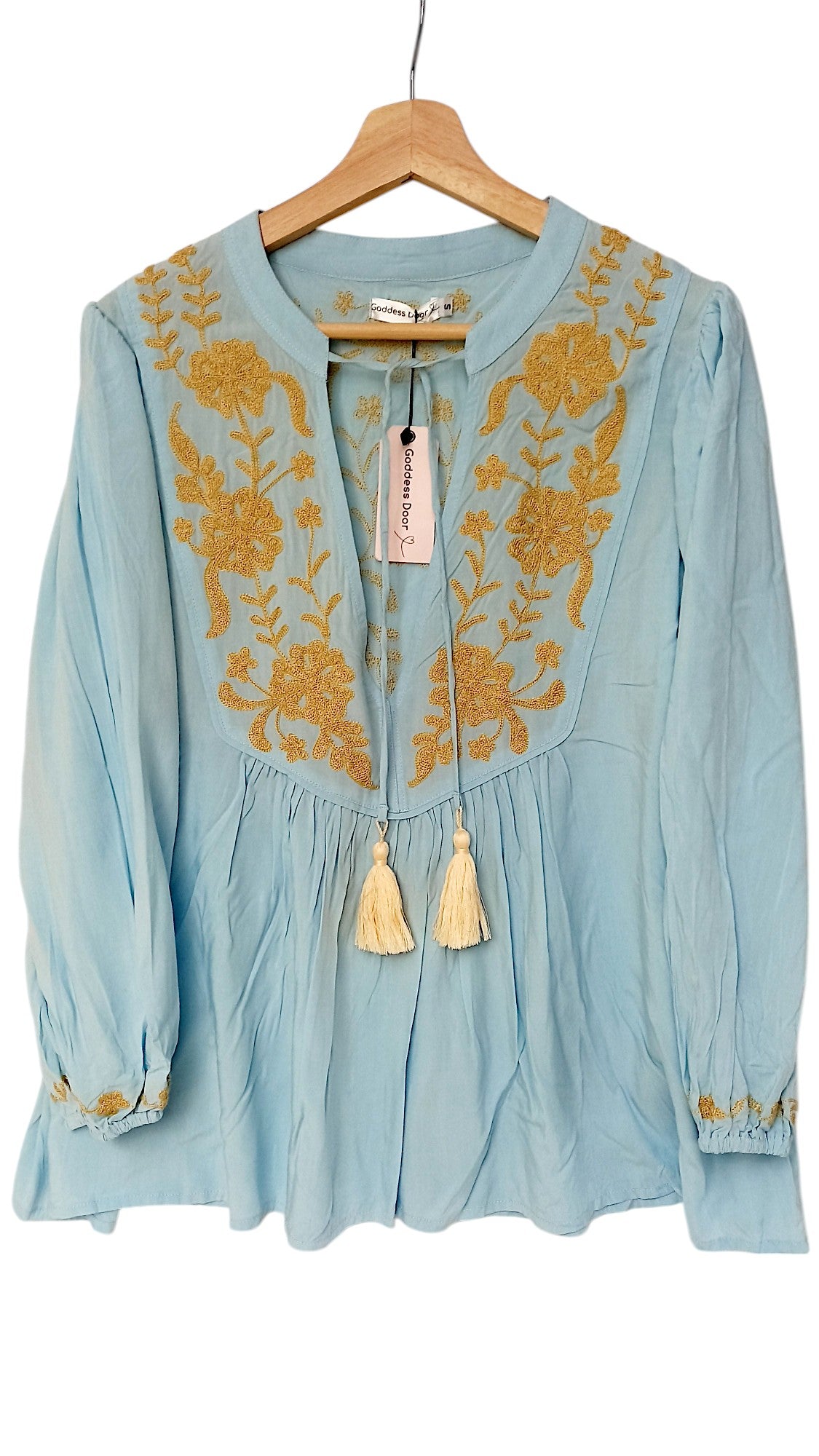 Goddess Door Hummingbird Embroidered Boho Top