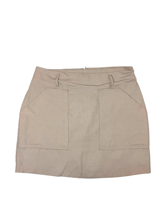 Witchery Linen-Tencel Oat Beige Mini Skirt with Front Pockets