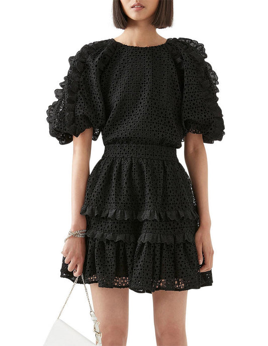 Aveline Broderie Black Mini Dress in Lace by AJE – Timeless Elegance